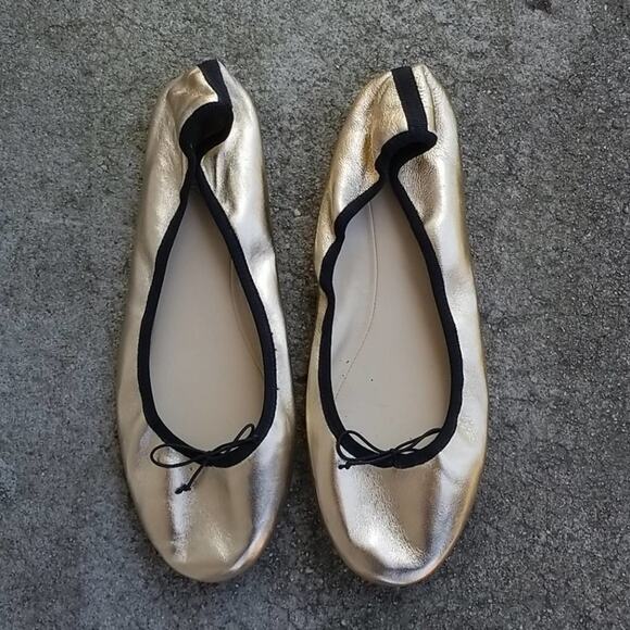 J Crew Evie Metallic Gold Ballerina Flats - Picture 5 of 11